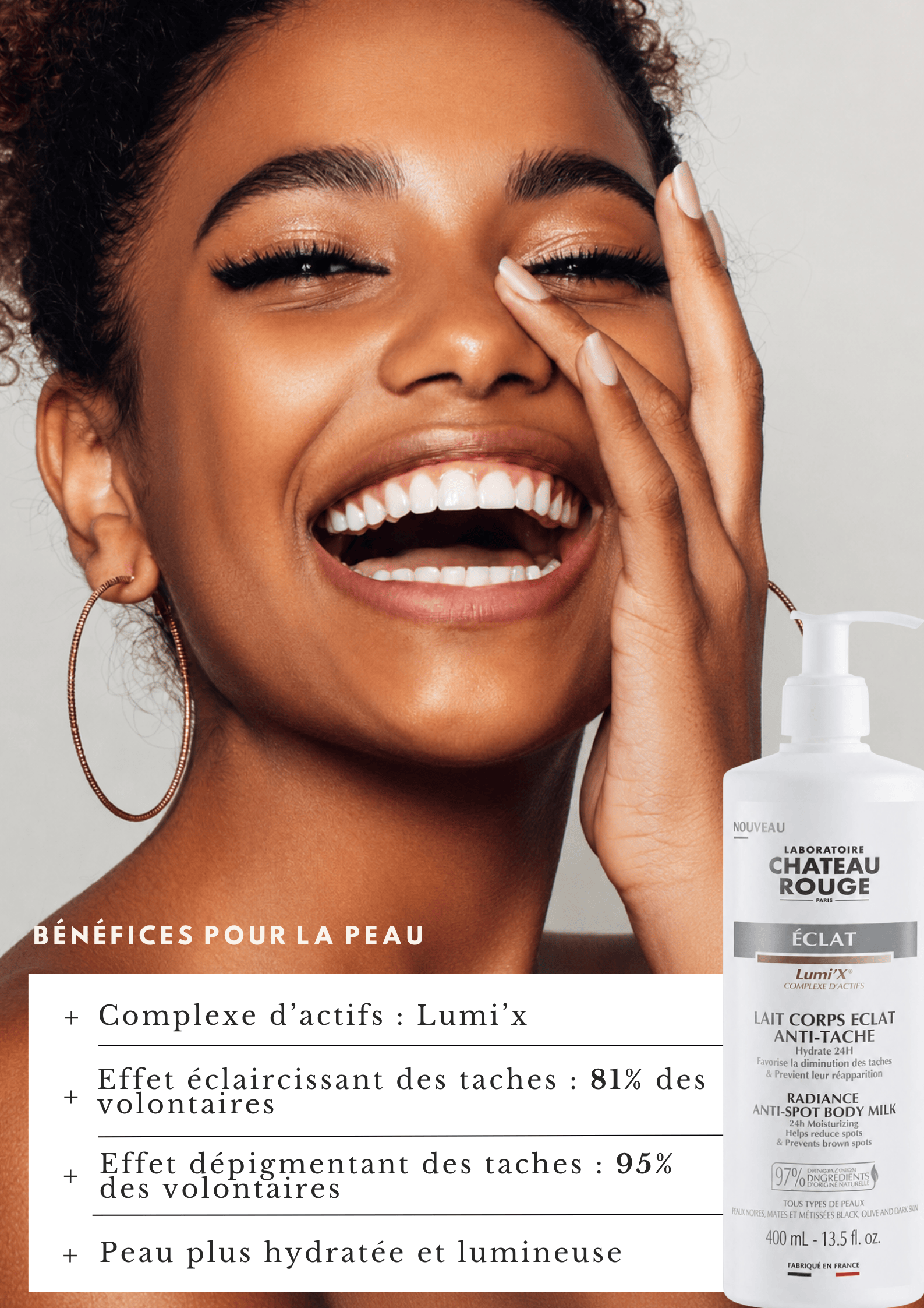 Laboratoire Château Rouge Crème LAIT CORPS ECLAT ANTI-TACHE Lait Corps Anti-Taches – Soin Éclat & Teint Plus Uniforme Laboratoire Chateau Rouge