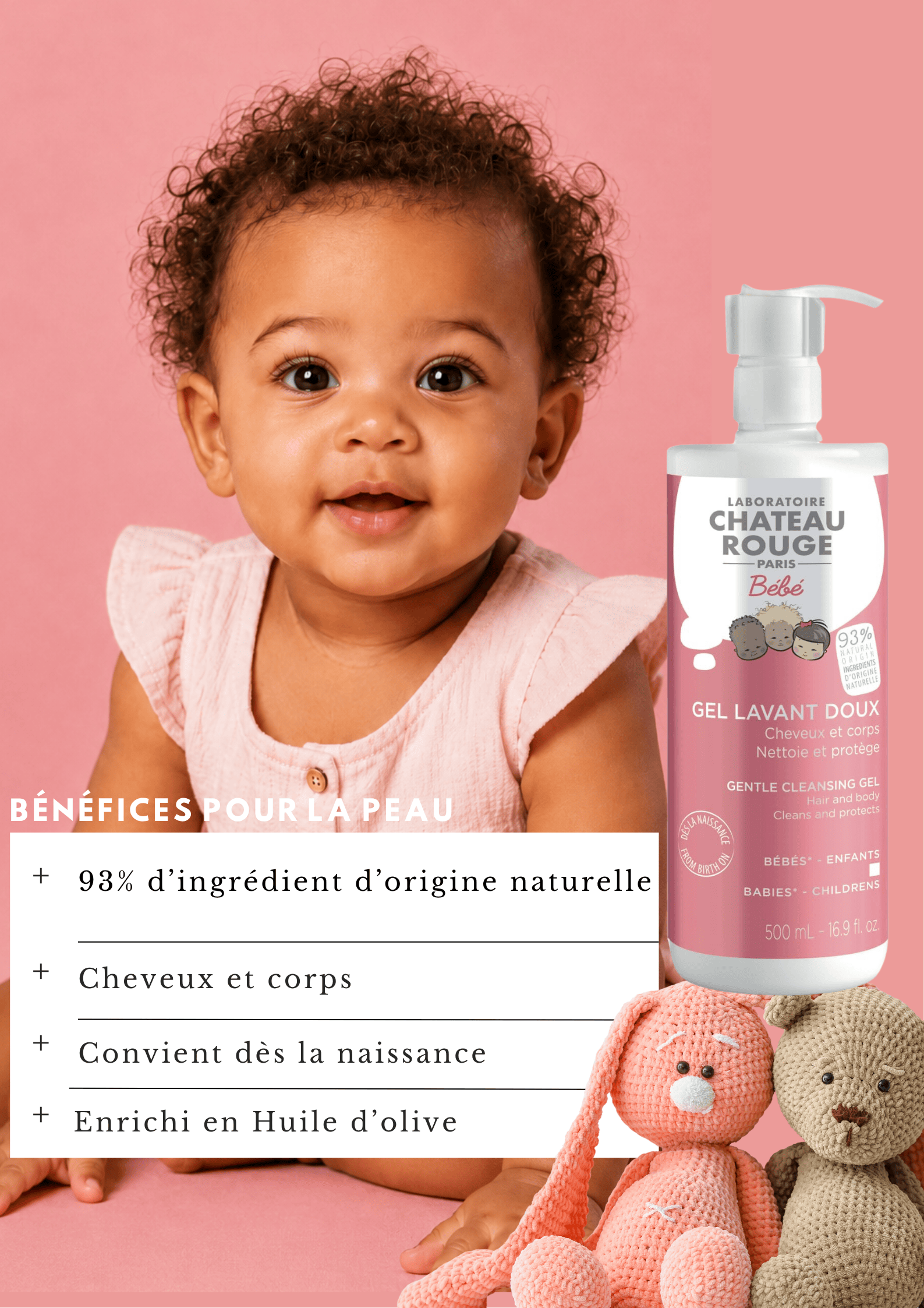 Laboratoire Château Rouge GEL LAVANT BEBE Gel Lavant Bébé – Gel Douche Doux Peau Sensible Laboratoire Chateau Rouge