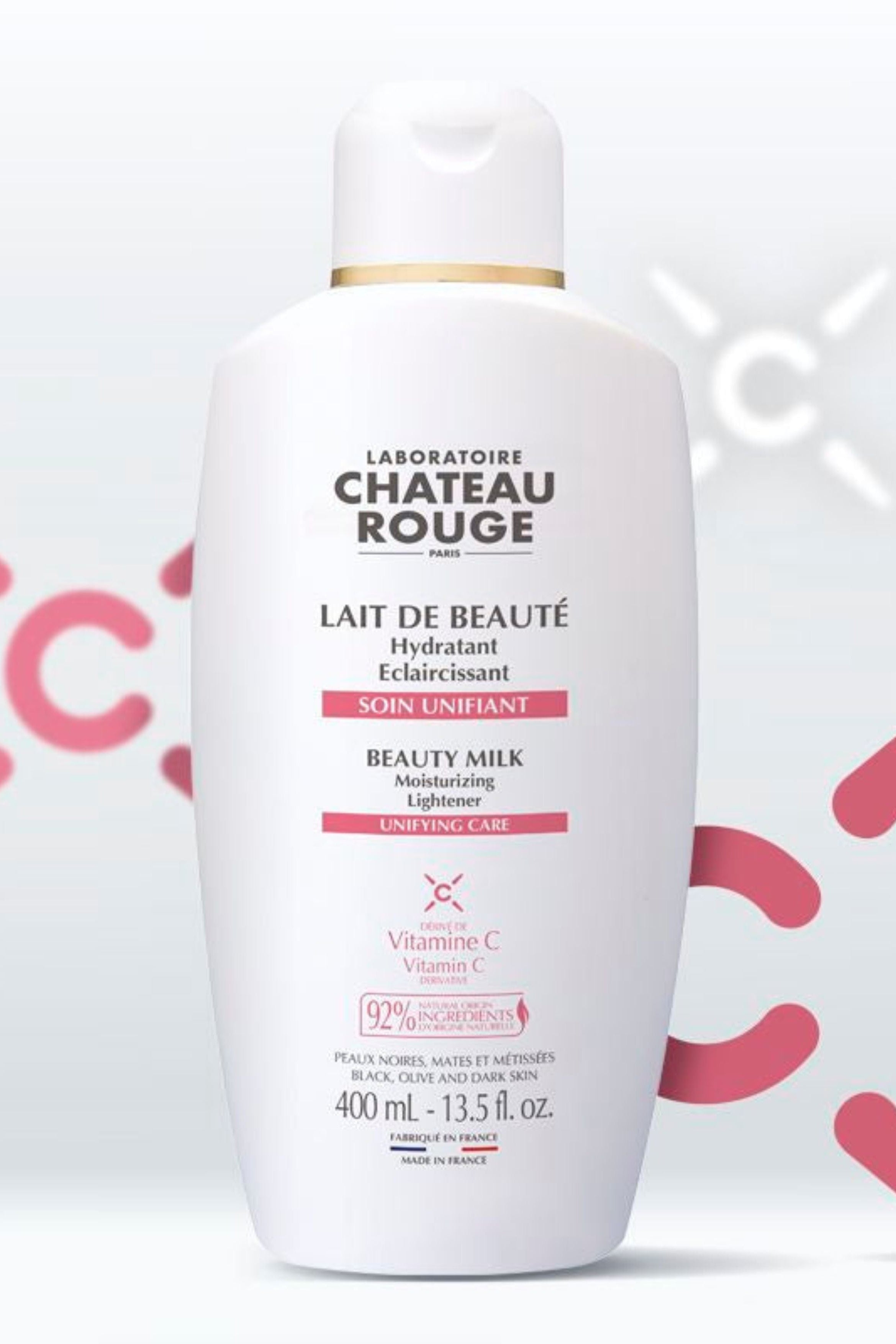 Laboratoire Château Rouge LAIT DE BEAUTE UNIFIANT Nouvelle formule "VITAMINE C" Lait Éclaircissant Corps Vitamine C – Hydratant & Éclat Laboratoire Chateau Rouge