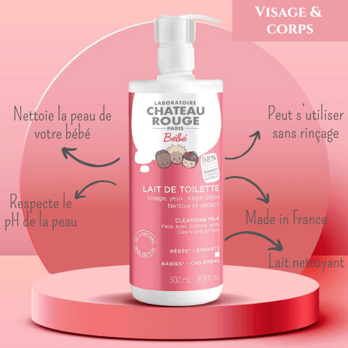 Laboratoire Château Rouge LAIT DE TOILETTE BEBE Lait de Toilette Bébé – Nettoyant Doux Peau Sensible Laboratoire Chateau Rouge